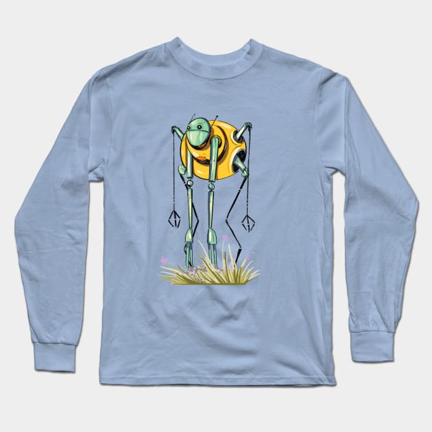 March of robots 4 Long Sleeve T-Shirt by Annada Menon